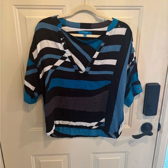 Derek Lam Blue and Black Striped Top - Picture 2 of 5